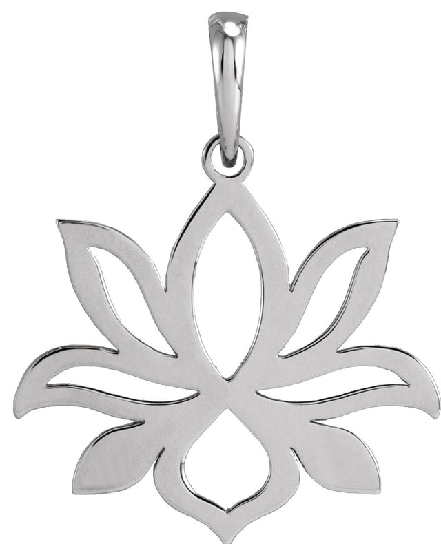 14K White Petite Lotus Pendant