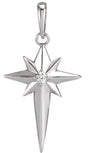 14K White .03 CT Natural Diamond Star Cross Pendant