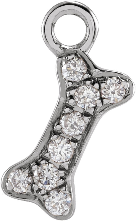 14K White Petite Pavé™ .04 CTW Natural Diamond Dog Bone Dangle