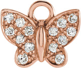 14K Rose Petite Pavé™ .06 CTW Natural Diamond Butterfly Dangle