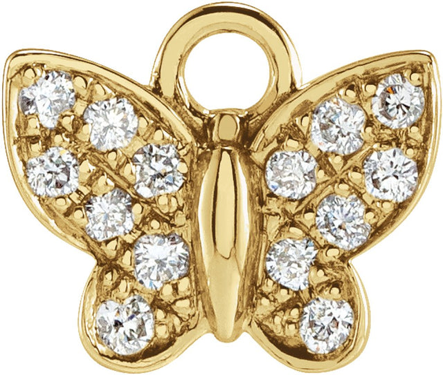 14K Yellow Petite Pavé™ .06 CTW Natural Diamond Butterfly Dangle