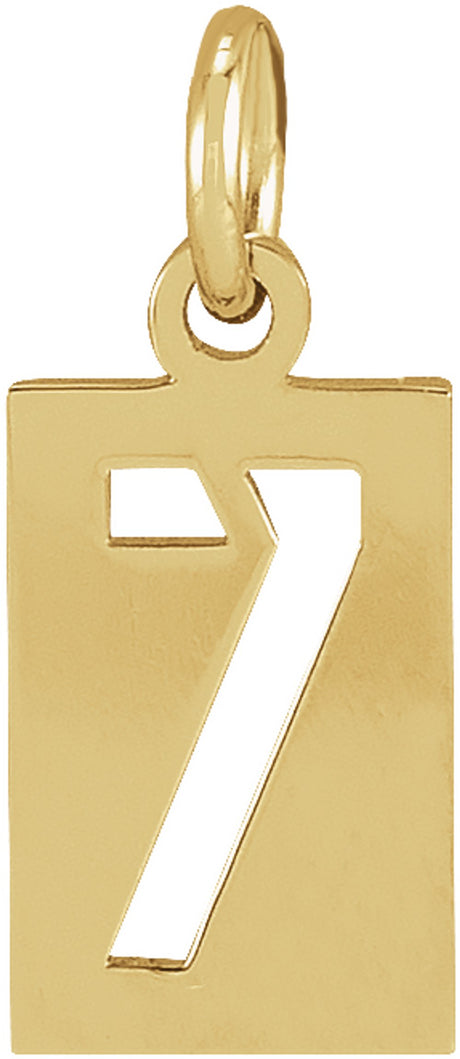 14K Yellow Pierced Numeral 7 Dog Tag Pendant