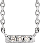 14K White Gold .03 CTW Natural Diamond French-Set Bar 18" Necklace 