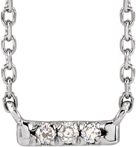 14K White Gold .03 CTW Natural Diamond French-Set Bar 18" Necklace 