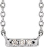 14K White Gold .03 CTW Natural Diamond French-Set Bar 18" Necklace 