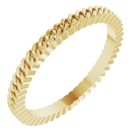 14K Yellow Gold 2 mm Chain Link Band Size 7