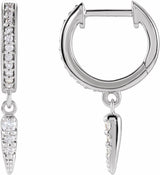 14K White 1/5 CTW Natural Diamond Hinged Hoop Spike Earrings