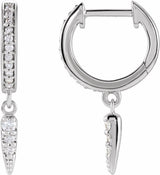 14K White Gold 1/5 CTW Natural Diamond Hinged Hoop Spike Earrings