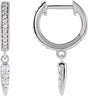 14K White Gold 1/5 CTW Natural Diamond Hinged Hoop Spike Earrings