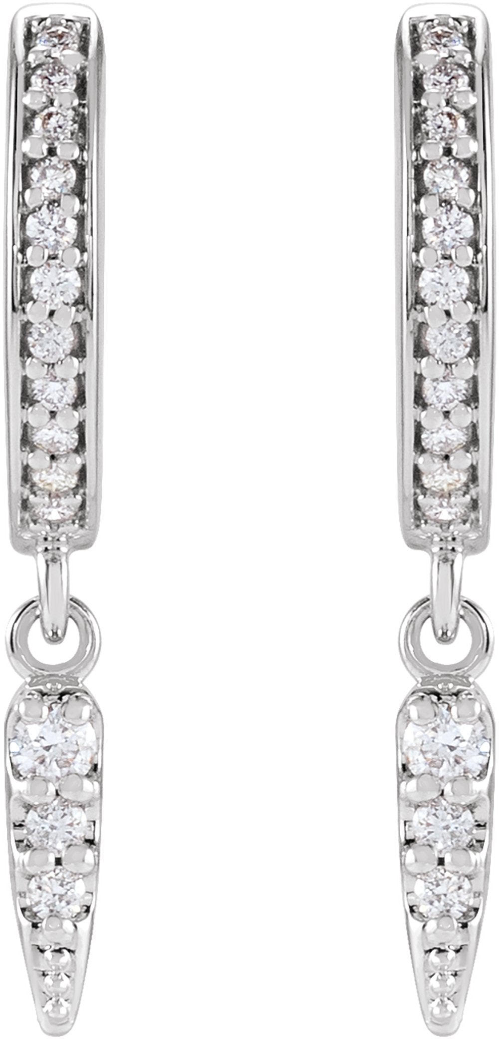 14K White 1/5 CTW Natural Diamond Hinged Hoop Spike Earrings