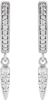 14K White 1/5 CTW Natural Diamond Hinged Hoop Spike Earrings