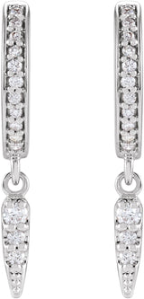 14K White Gold 1/5 CTW Natural Diamond Hinged Hoop Spike Earrings