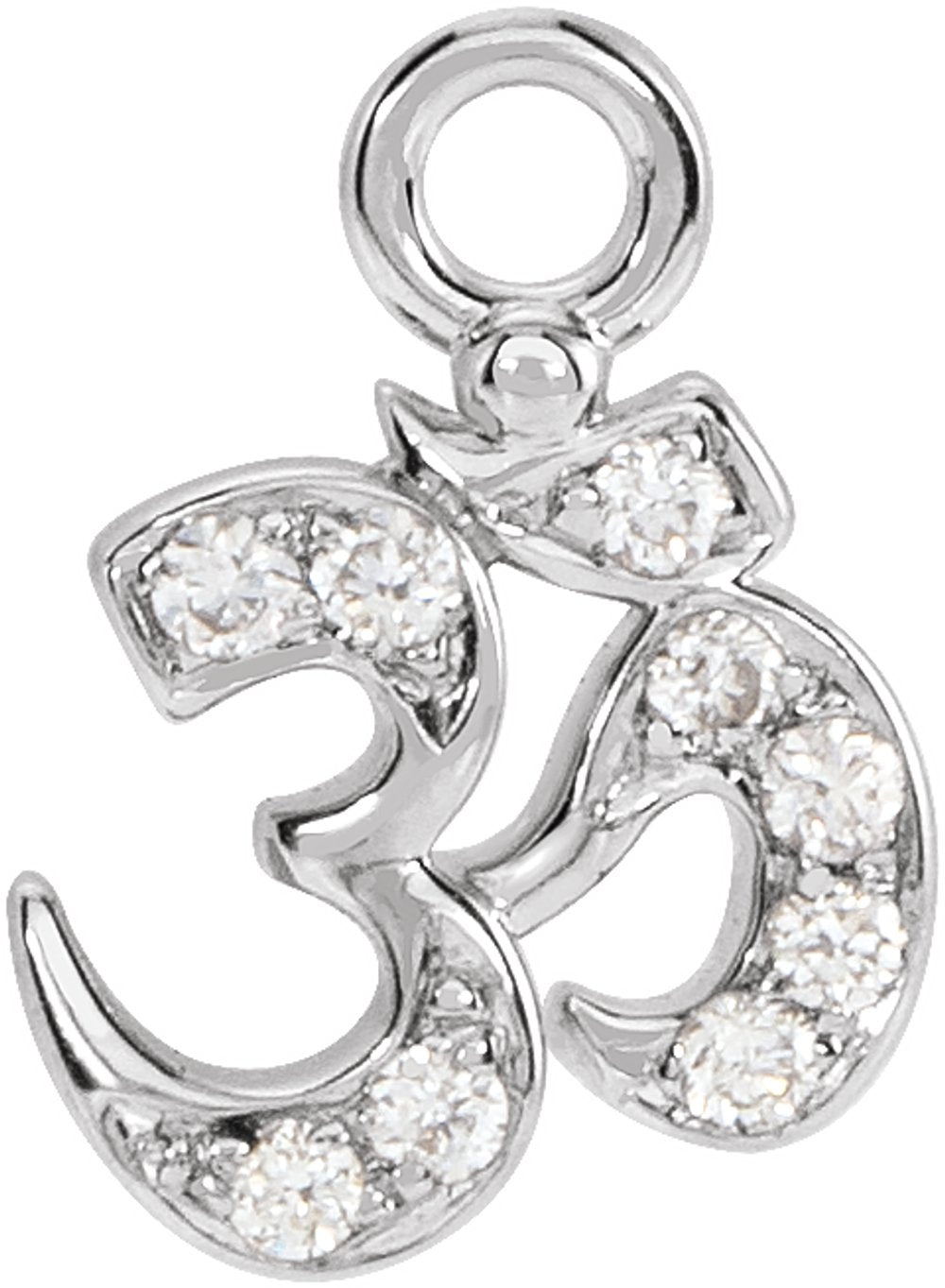 14K White Petite Pavé™ .035 CTW Natural Diamond Om Dangle