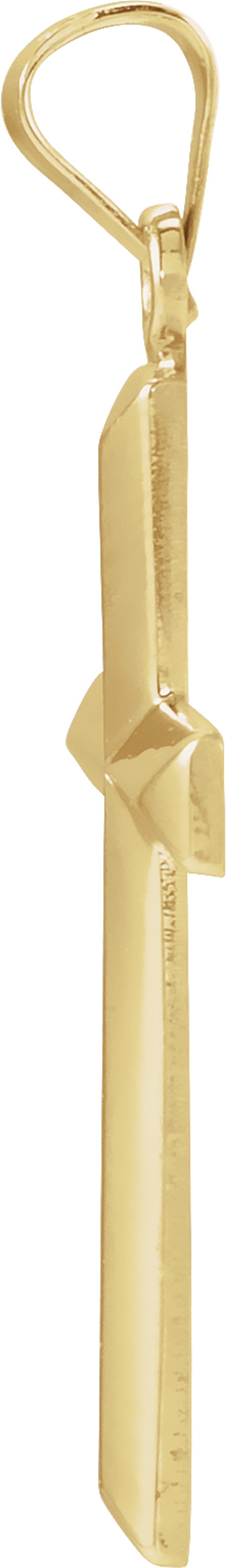 14K Yellow Gold 27.7x16.4 mm Cross Pendant