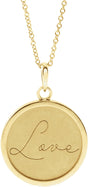 14K Yellow Love Engraved Disc 16-18" Necklace