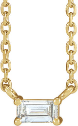 14K Yellow Gold 1/8 CT Natural Diamond Solitaire 18" Necklace