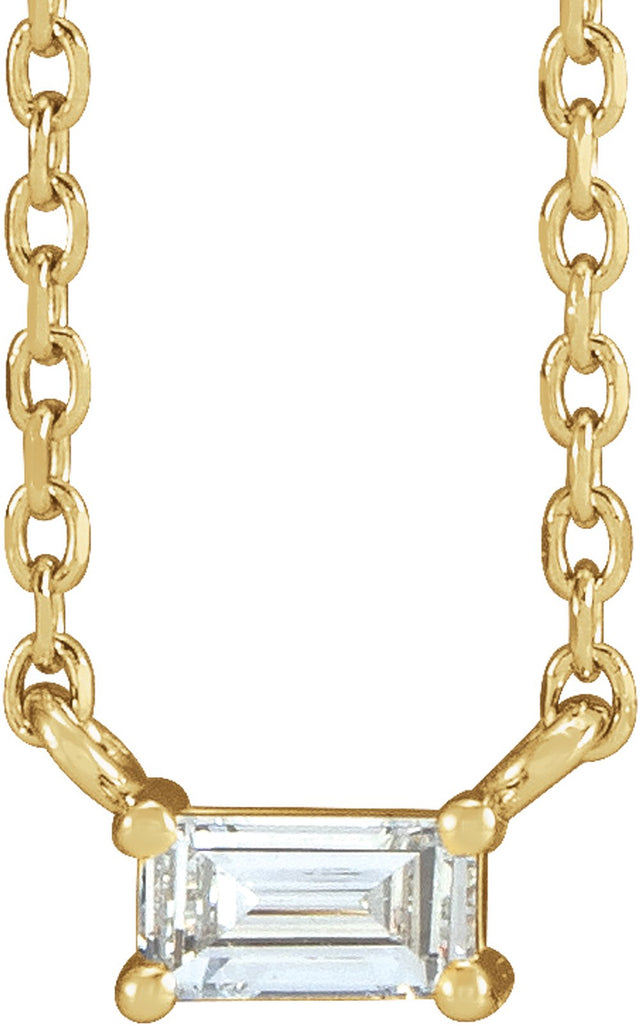 14K Yellow Gold 1/8 CT Natural Diamond Solitaire 18" Necklace