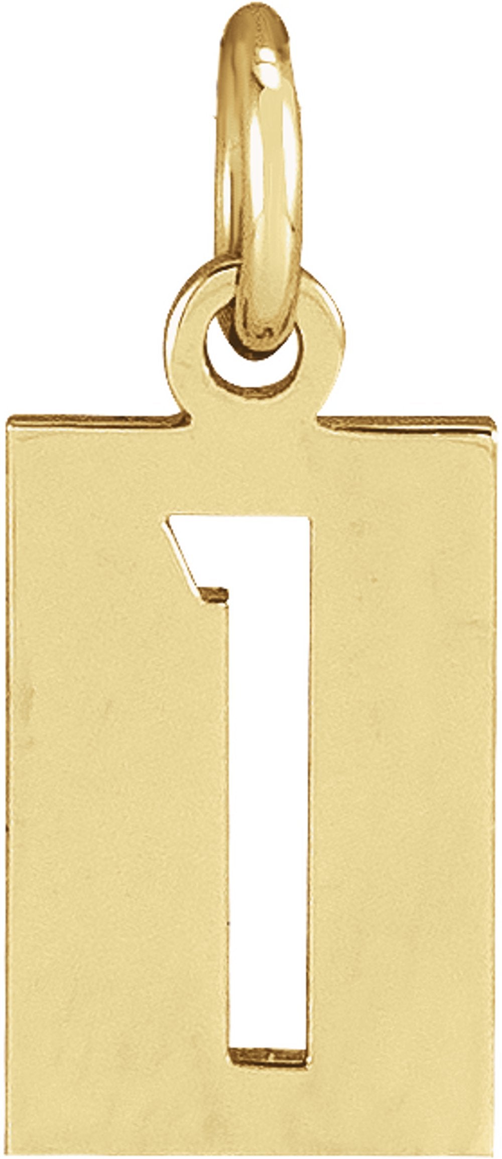 14K Yellow Pierced Numeral 1 Dog Tag Pendant