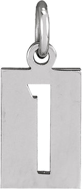 14K White Gold Pierced Numeral 1 Dog Tag Pendant