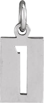 14K White Gold Pierced Numeral 1 Dog Tag Pendant