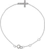 14K White Gold Engravable Cross 6 1/2-7 1/2" Bracelet