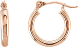 14K Rose Gold Tube 13 mm Hoop Earrings