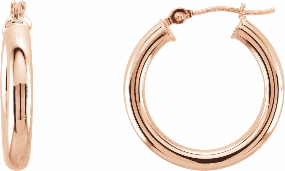 14K Rose Gold Tube 20 mm Hoop Earrings