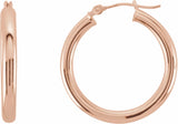 14K Rose Tube 25 mm Hoop Earrings