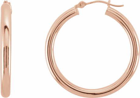 14K Rose Gold Tube 30 mm Hoop Earrings