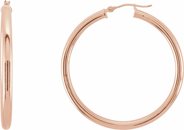 14K Rose Tube 40 mm Hoop Earrings