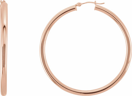 14K Rose Tube 48 mm Hoop Earrings