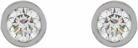 14K White 1/10 CTW Natural Diamond Micro Bezel-Set Earrings
