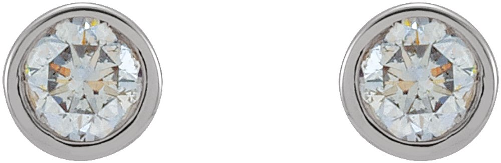 14K White 1/8 CTW Natural Diamond Micro Bezel-Set Earrings