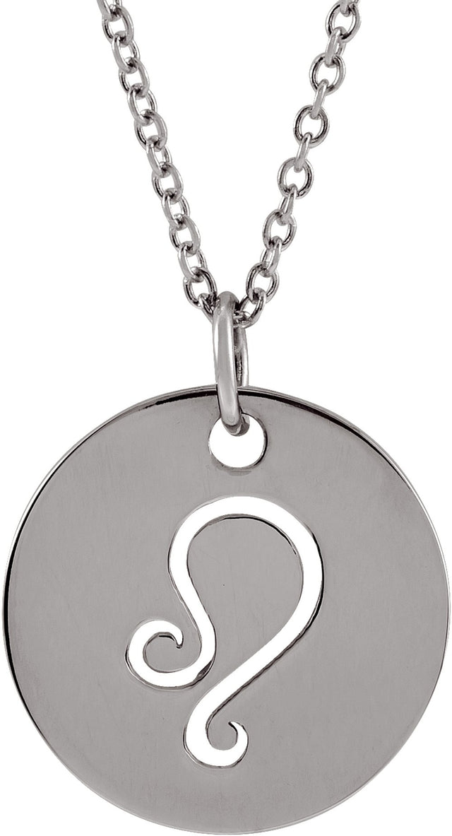 Sterling Silver Leo Zodiac Disc 16-18" Necklace