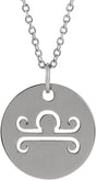 Sterling Silver Libra Zodiac Disc 16-18" Necklace