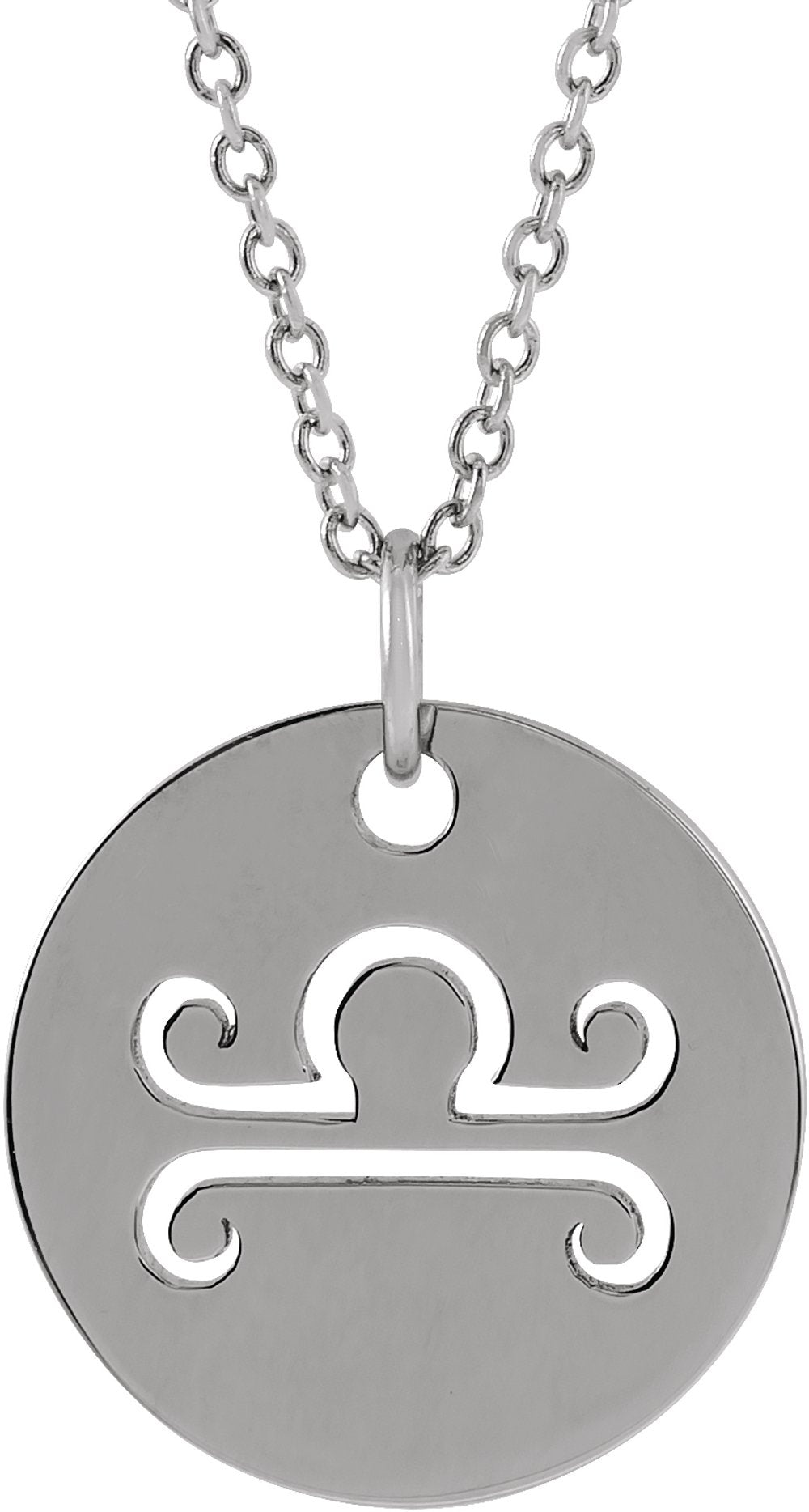 Sterling Silver Libra Zodiac Disc 16-18" Necklace