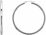 14K White Tube 48 mm Hoop Earrings