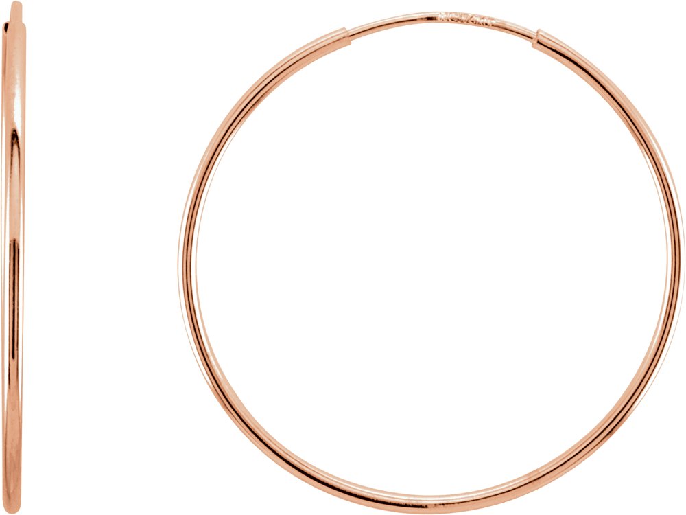 14K Rose Endless Tube 24 mm Hoop Earring