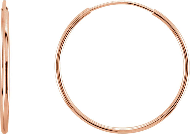 14K Rose Gold Endless Tube 20 mm Hoop Earring
