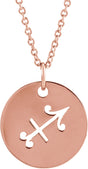 14K Rose Sagittarius Zodiac Disc 16-18" Necklace