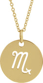 14K Yellow Gold Scorpio Zodiac Disc 16-18" Necklace