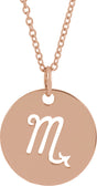 14K Rose Scorpio Zodiac Disc 16-18" Necklace