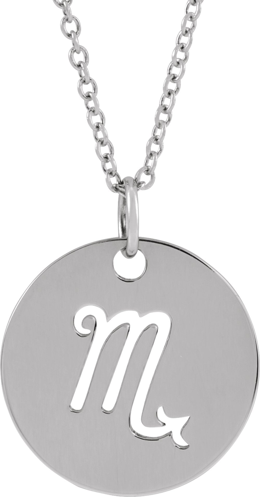 Sterling Silver Scorpio Zodiac Disc 16-18" Necklace