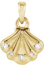 14K Yellow .03 CTW Natural Diamond Seashell Pendant