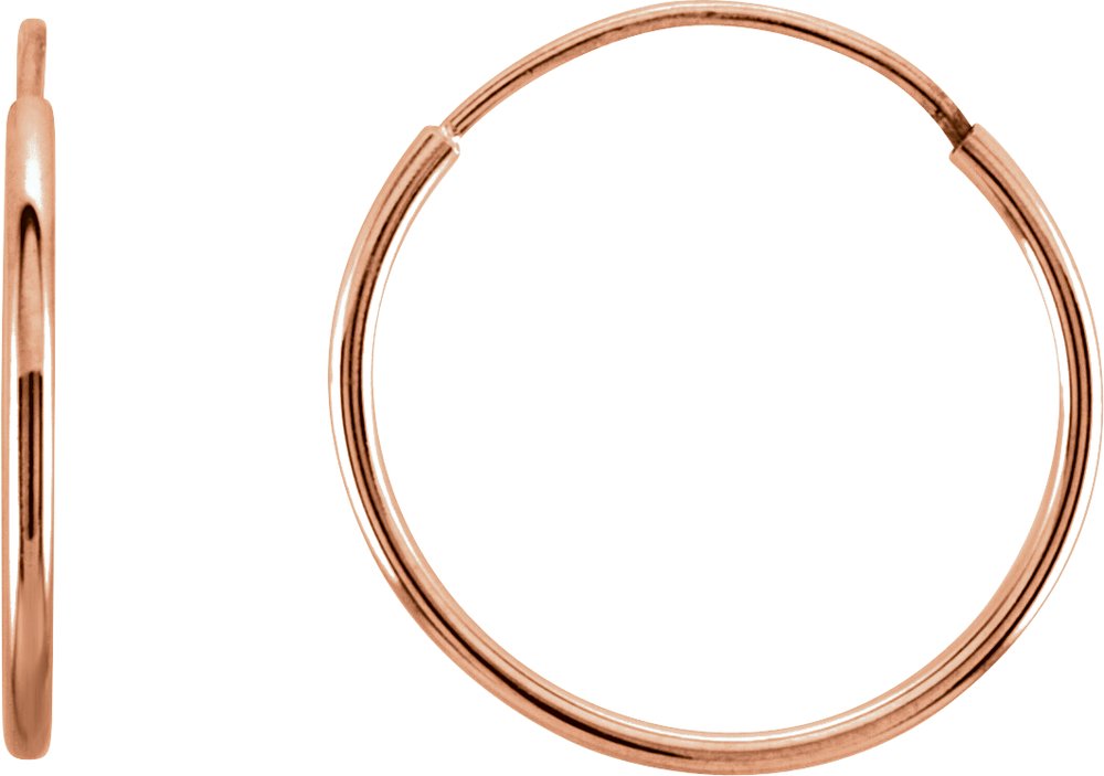 14K Rose Gold Endless Tube 15 mm Hoop Earring