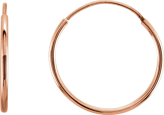 14K Rose Gold Endless Tube 15 mm Hoop Earring