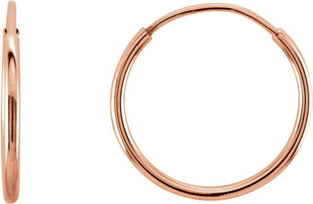 14K Rose Endless Tube 12 mm Hoop Earring