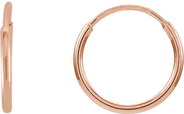 14K Rose Gold Endless Tube 10 mm Hoop Earring