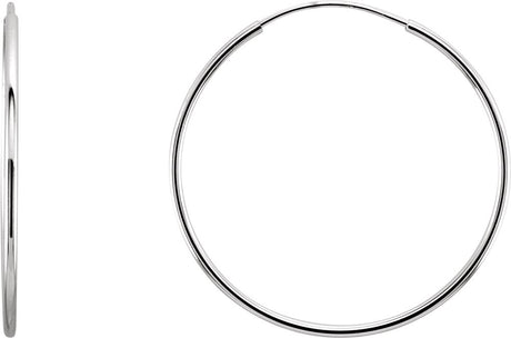 14K White Gold Endless Tube 24 mm Hoop Earring