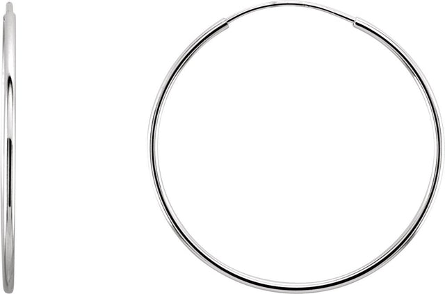 14K White Gold Endless Tube 24 mm Hoop Earring